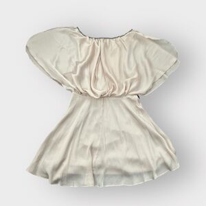 Forever 21 Champagne Flutter Sleeve Satin Rhinestone Dress Glam